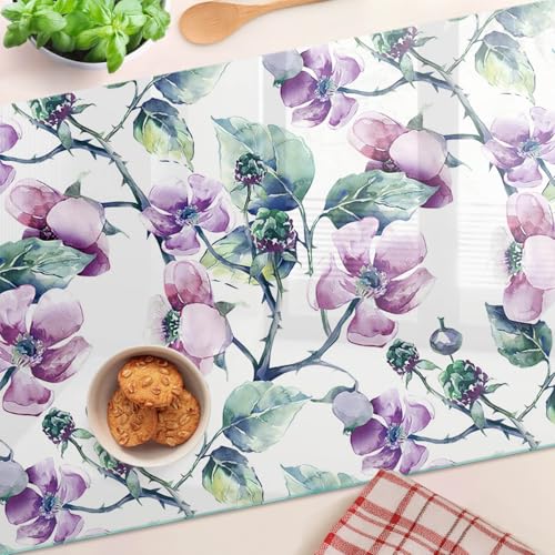Planche en verre 80x52 cm Fleurs de mûres pour protéger le plan