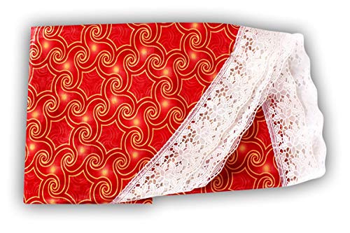 Image of The Furnishing Tree Round Shaped Center Table Cover WxL 48x48 inches with White Border lace