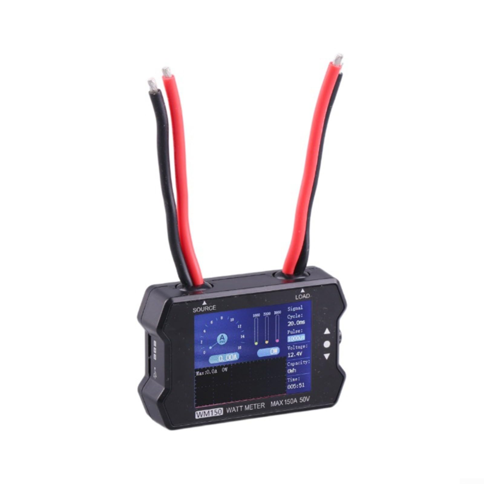 WM150 Leistungsmesser Wattmeter Analysator, 1-50V 150A LCD Display Spannung und Strom Tester mit für PWM Signalgenauigkeit für RC, fpv, ESC und für Batterieprüfung
