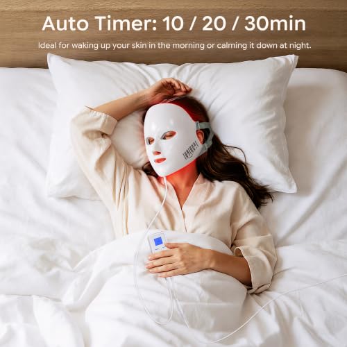 Image of NEWKEY Red Light Therapy Mask for Face Anti Aging 4D Home Use 7 Colors LED Facial Mask Blue Light Therapy for Acne,150 LEDs Photon Skin Care led Mask for Acne Dark Spot wrinkle Reduction,Plug in