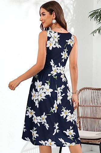 Image of OUGES Women's Summer Spaghetti Strap V-Neck Floral Short Party Dress with Pockets