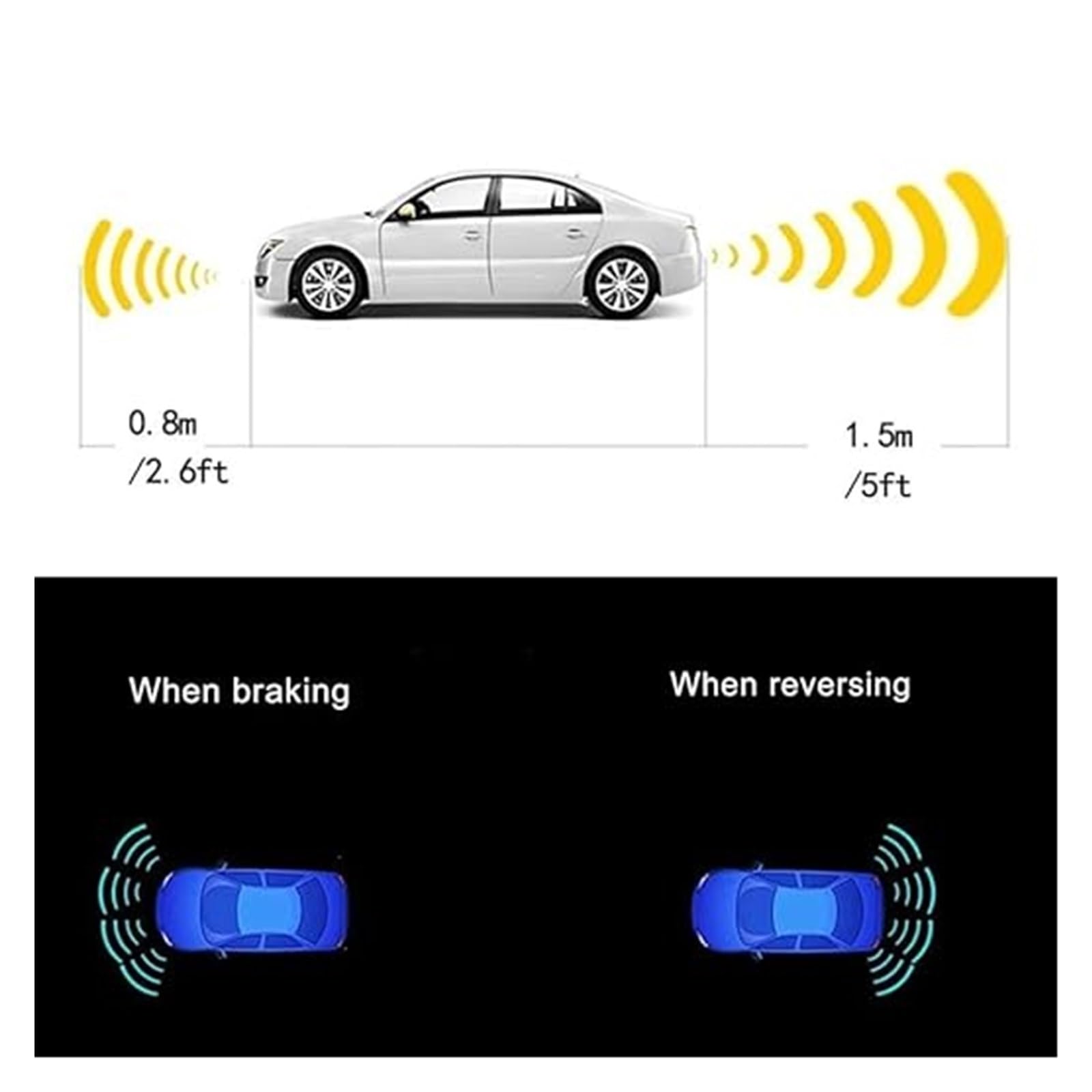 Kit Sensor Estacionamiento Radar Marcha Atrás Trasero para Coche 8 Zumbadores Sonido Indicador Alerta Sonda Asistencia De Aparcamiento(B)