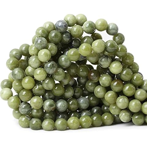 CHEAVIAN 45PCS 8mm Natural Taiwan Green Jade Round Loose Beads for Jewelry Making DIY Bracelet Necklace Materials 1 Strand 15" Cover