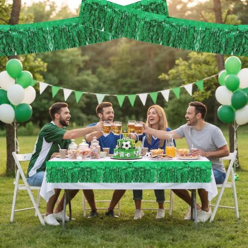 Image of BEISHIDA 3 Pack Green Wavy Foil Fringe Garland 30ft Tinsel Wall Decor
