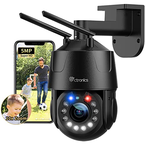 10x Zoom Óptico 5MP Ctronics Cámara Vigilancia WiFi Exterior, Visión Nocturna 100M, PTZ Cámara...