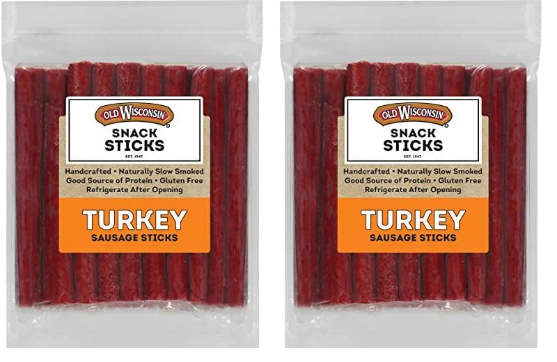 Old Wisconsin Turkey Sausage Snack Sticks, Naturally Smoked, Ready to Eat,  High Protein, Low Carb, Keto, Gluten Free, 28 Ounce Resealable Package
