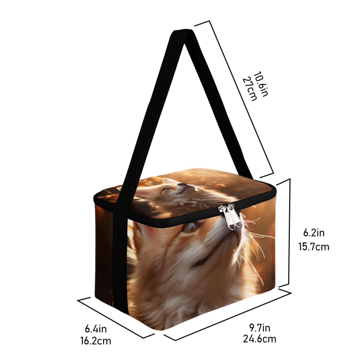 GzLeyigou Lunch Bags for Women Men 9 Cans,Fox Hot & Cold Food Delivery Bag Insulated Grocery Bag Insulated Lunch Box Animal Cute Fox Cooler Bag for Office Work Picnic Beach