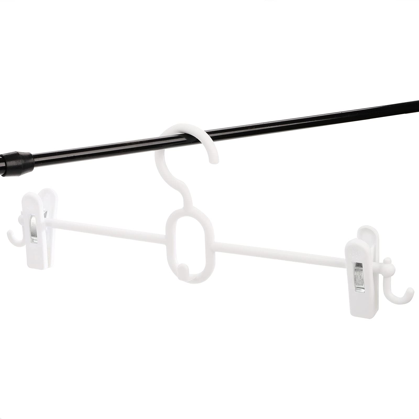 Tosnail - Confezione da 20 grucce in plastica con clip e ganci impilabili e con cinghia, ganci a cascata, salvaspazio per armadio o lavanderia, colore: bianco