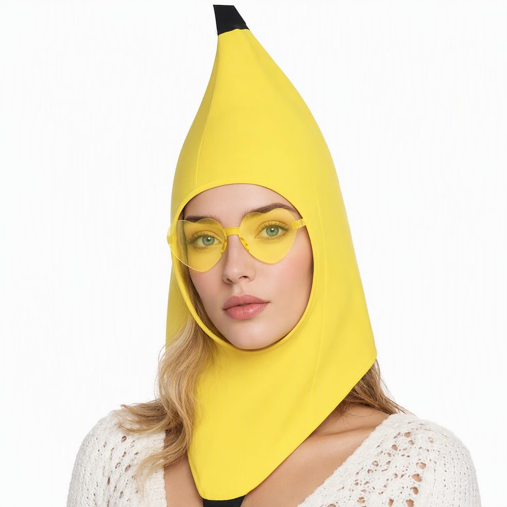 Kuwuarg Banana Hat with Glasses, Funny Costume Accessory