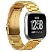 Produktbild TopTen Fitbit Versa Uhrenarmband, verstellbares Armband für Fitbit-Versa-Smartwatch, Edelstahl, Ersatz-Uhrenband, Sportuhrenarmband, für Gesundheits- und Fitness-Smartwatch M gold