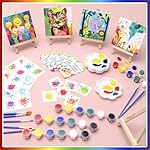 BOIKOKY 12 Pack DIY Mini Canvas Painting Party Favor Bags - Includes Easel, Acrylic Paint, Splash Tattoos, Brushes & Palettes – Bulk Kids Art Party Favors with Gift Bags & Tags - Image 4