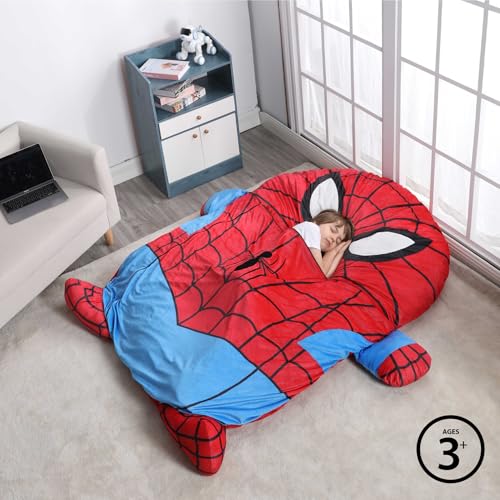 Image of Marvel Spider-Man Oversized Kids Floor Lounger,Soft Plush Chair with Pillow & Cushion, Comfortable Portable Nap and Play Mat for Bedroom or Playroom