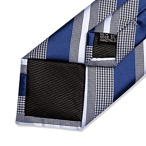 Image of DiBanGu Extra Long Tie for Men 63 inch XL Silk Necktie Set | Pocket Square and Cufflinks, Big and Tall, Jacquard Woven, Gift Box, Paisley /Plaid /Solid /Striped, for Weddinng Party Business
