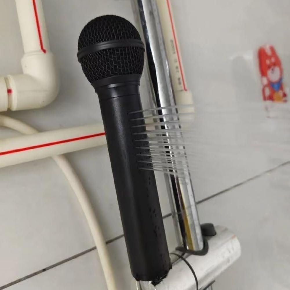 Soffione doccia a forma di microfono con spray ad alta pressione per uso in bagno, opzione oro, nero, rosa (nero)
