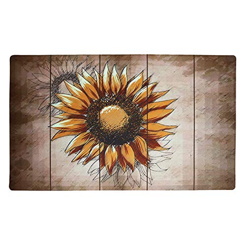 Sunflower Welcome Door Mat Outdoor Indoor Enty Floor Mat Entrance Rug Non Slip Rubber Doormat 29x17 inch