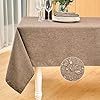 Mebakuk Rectangle Table Cloth Linen Farmhouse Tablecloth Waterproof Anti Shrink Soft and Wrinkle Resistant Decorative Fabric Table Cover for Kitchen Flaxen 52 x 70 4 6 Seats