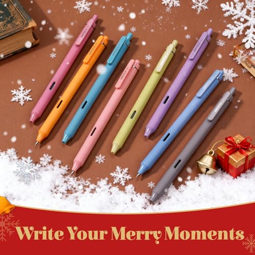 Image of WRITECH Fine Point Gel Pens: 8ct 0.5mm Multi Colored Ink Colors Retractable Pen for Smooth Writing Note Taking Journaling Assorted Coloring No Bleed & Smear & Smudge (Vintage Set)
