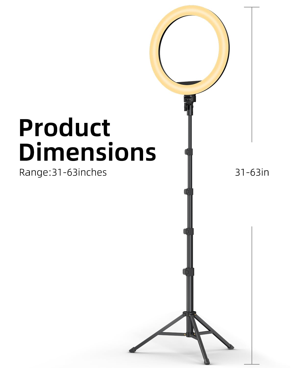 TODI 12" Ring Light with 63" extendable Tripod Stand, Selfie RingLight with Phone Holder and Selfie Remote, 2-in-1 Dimmable LED Ring Light for Makeup, Live Stream, Photography