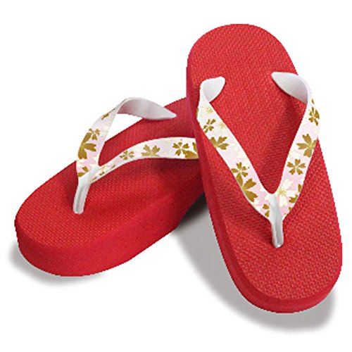 [One Step] [Hajime] Geta Geta Clogs, Soft and Water Resistant, Made of Sponge 8.3 inches (21 cm), Red/Large Cherry Blossom x Pink, Large Cherry Blossom x Pink (Daisakura x Pink/21), Daisakura × Pink,