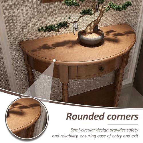 Mesa consola de madera maciza rústica con cajón elegante para pasillo 5
