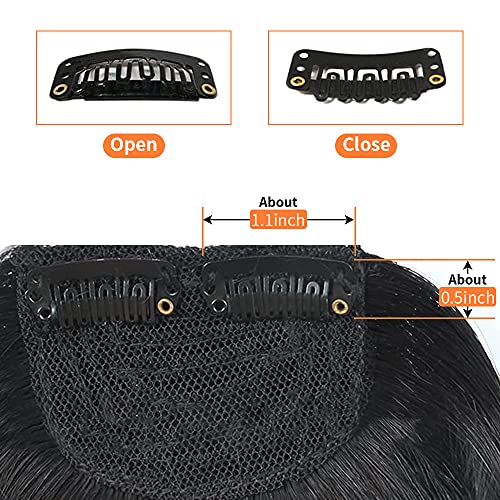 Real Human Hair Bangs Thick Hair Bangs Clip in Fringe Hair Extension Unprocessed Fringe, 1b# Black Color, Thick Bangs - Image 3
