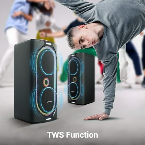 Image of ZEBRONICS ROXOR PRO Party Bluetooth Speaker, Dolby Audio, 120W, Upto 6h Battery, Karaoke, Bluetooth v5.4 | HDMI (ARC) | TWS | USB | Mic /GT Input | Aux, RGB LED, Dual 6.5 inch Drivers,Wireless Mic