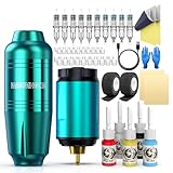 Wormhole Tattoo Gun Tattoo Kit Wireless Tattoo Machine Kit Complete Tattoo Practice Pen Kit with 10 Tattoo Cartridge Needles 5 Ink Tattoo Supplies for Beginner