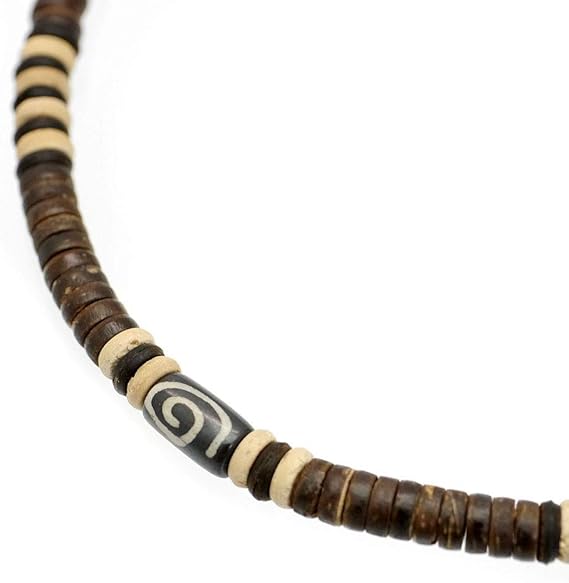 Amazon シルバーワン ココナッツの種 渦巻 ビーズ 弾性 チョーカー ネックレス メンズ Ue 茶 7mm 45cm ネックレス 通販