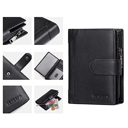 SENDEFN Men's Wallet Genuine Leather Bifold RFID Blocking Wallets for Men Credit Card Holder with Coin Pocket4