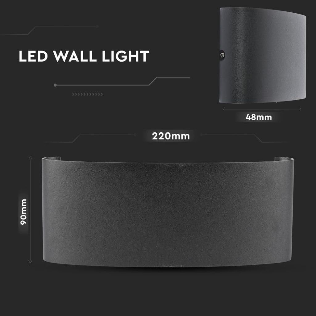 LEDLUX LD8619 Applique Led Da Parete 8W 8X1W Carcassa NERA Doppio Illuminazione Up-Down e Indiretto Con Angolo Luce 150 Gradi IP54 Interno Esterno (Bianco Caldo 3000K) (Bianco Neutro 4000K)