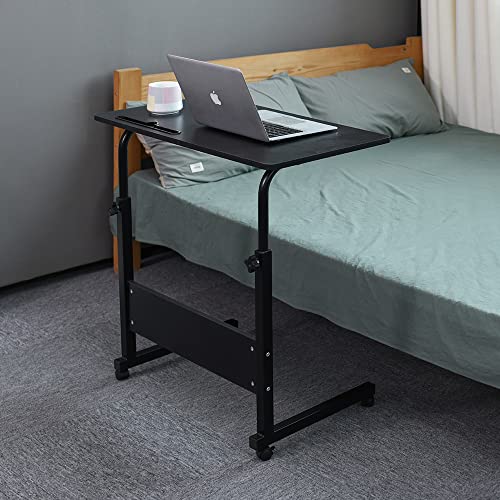 Emall-Life-Tray-Table-Adjustable-SofaBed-Side-Table-Portable-Desk-with-Wheels-Overbed-Table-Laptop-Cart-with-Holder-Slot-157-236-Black-Willow