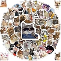 HopPixelle 100 Pcs Cat Stickers, Funny Cat Meme Stickers, Cute Kitten Decals for Laptop Water Bottles Phone Guitar Luggage, Waterproof Vinyl Decals for Adults Kids Teens Boys Girls