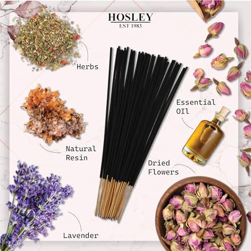 Image of HOSLEY Incense Sticks with Wooden Holder|120 Sticks Lavender Fields Natural Fragrance|Infused with Essential Oils Agarbatti Sticks|Perfect for Home, Pooja,Meditation(Pack of 1)