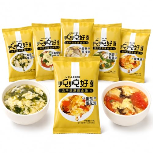 Kit de soupe instantanée pour repas rapide et chaud contenant 60 paquets aux œufs lyophilisés