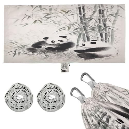 SDMKA Ink Pandas Camping Hammock, 330 lbs with 2 Tree Straps, Carry Bag, Single Portable Hammock for Outdoor/Indoor, Hiking, Beach, Backpacking, Travel
