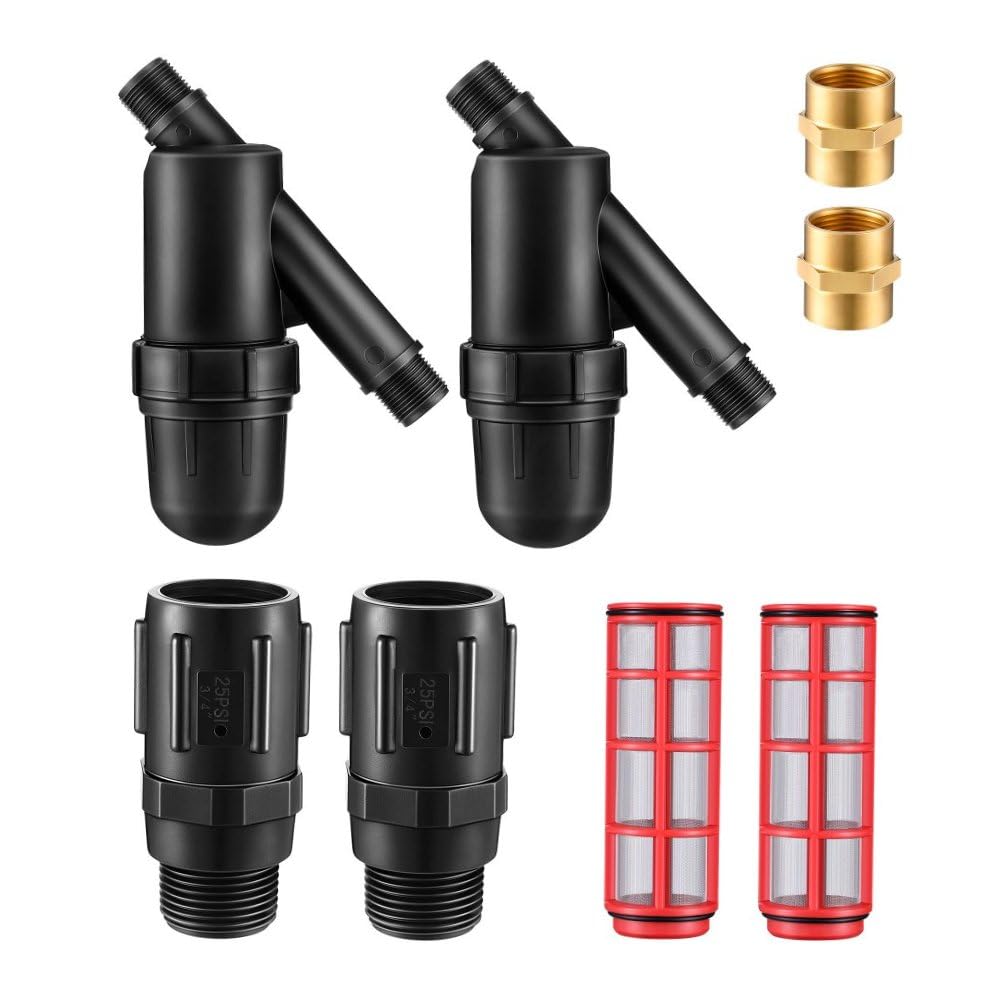 2 Kit Irrigazione Goccia Filtro Y e Riduttore Pressione 25 PSI per Balcone