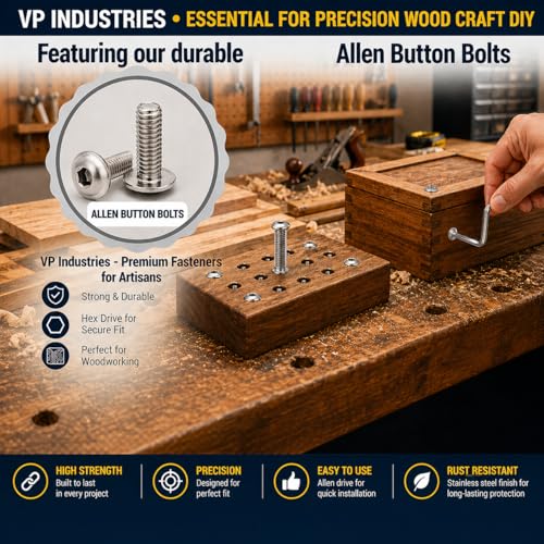 Image of By inchVP INDUSTRIES inch (Pcs-25) M6x12 mm Allen Button Nickel Flange Head Cap Screw High Tensile | Round Head Screw for Modular Furniture, Wooden Work, Electrical Fittings, DIY & Industrial Use
