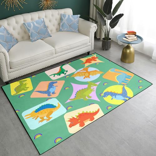 Cartoon Dinosaur Area Rug, Green, 2'×3'