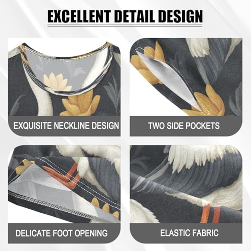 Pajama Sets Short Sleeve Elegant Bird Floral Design Soft Cotton Summer Sleepwear 2 Piece PJS Size 5-14T3