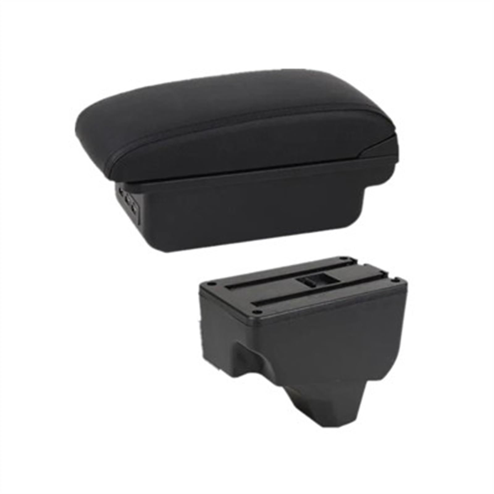 NOHEEU PU Leather Car Armrest Special Storage Box Modification Parts For 208 2008 2019 2020 2021 2022 2023 2024(B1 black line 3USB)