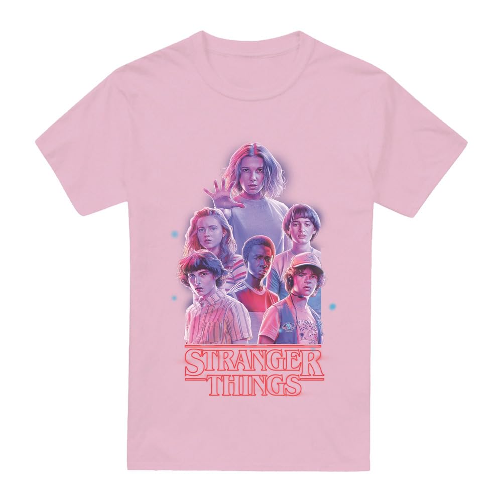 Stranger Things Pink Glow Group Unisex T Shirt, Light Pink, XXX-Large