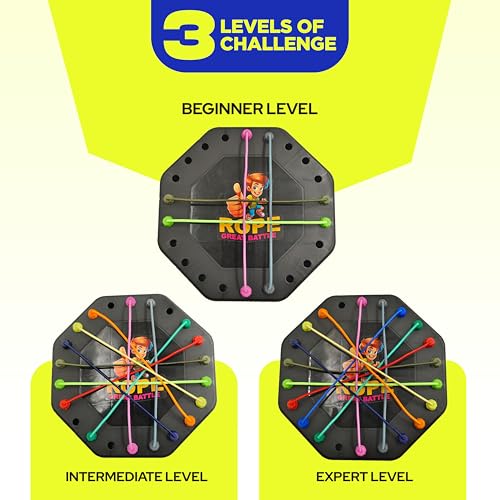 Image of FLYI Rope Untangling Puzzle Game for Kids & Adults - Brain Teaser Tangle Twister Board Game | Untie the Knots for Return Gifts, Family Game Night & Travel (Octagon Board, 16 Ropes, 4 Players)