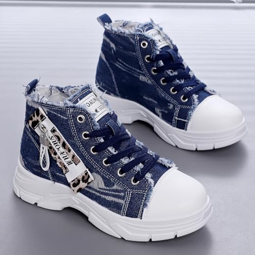 Women's Lightweight Platform High Top Canvas Sneakers Breathable Running Walking Shoes2