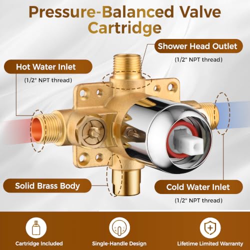 Image of BRIGHT SHOWERS Dual Shower Head System with Handheld and Rainfall Shower, Shower Faucet Set with Valve and Trim Kit, Includes 79-Inch Stainless Steel Hose, Chrome