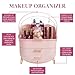 Paris Hilton Makeup Storage Organizer with Lid, Cosmetics and Skincare Organizer for Vanity, Portable Makeup Storage Box for Countertop, Fluted Design with Gold Accents, Pink