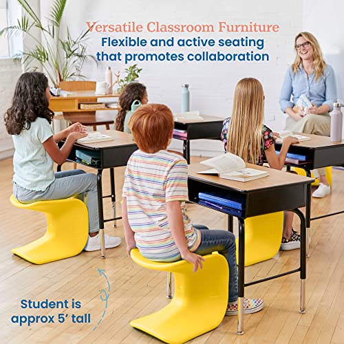 Image of ECR4Kids Wave Seat Perch Stool, 14in - 15.1in Seat Height, Flexible Seating, Yellow, 2-Pack