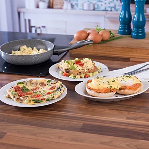 Salter BW05391 Marblestone The Complete Non-Stick Pan with 4 Poacher Cups, for Scrambled/Fried/Poached Eggs, Induction Suitable, Tempered Glass Lid, Soft Touch Handle, Pressed Aluminium, Grey 8 Gallery Image Salter BW05391 Marblestone The Complete Non-Stick Pan with 4 Poacher Cups, for Scrambled/Fried/Poached Eggs, Induction Suitable, Tempered Glass Lid, Soft Touch Handle, Pressed Aluminium, Grey 8 Gallery Image