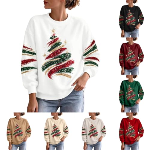 Funny Christmas Sweatshirts For Women 2026 Fall Cute Graphic Pullover Tops - image 1