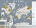 Murwall Kids World Map Wallpaper Nursery Animal Map Wall Murals Boys Bedroom Girls Bedroom Kindergarten Wall Decor Child Wall Art