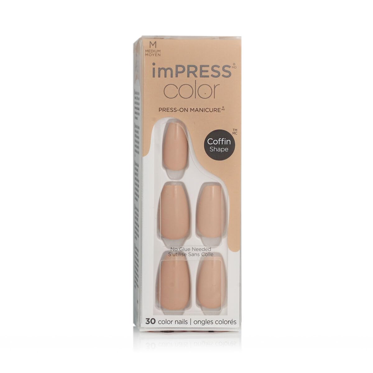 Kiss Impress Color Nails Medium Coffin- Latte IMC506C